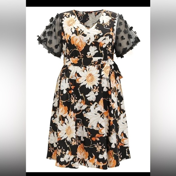 BC 76 NWT Floral mesh pocket belted patchwork dress size 14/16 🌺 RARE - Picture 9 of 11